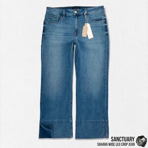 SANCTUARY SAHARA NON-CONFORMIST WIDE LEG CROP JEAN IN BLUE HORIZON WOMEN SIZE 30